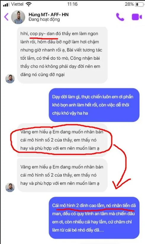 Tin nhắn từ Anh Hùng MT-AFF-HN về mô hình số 2